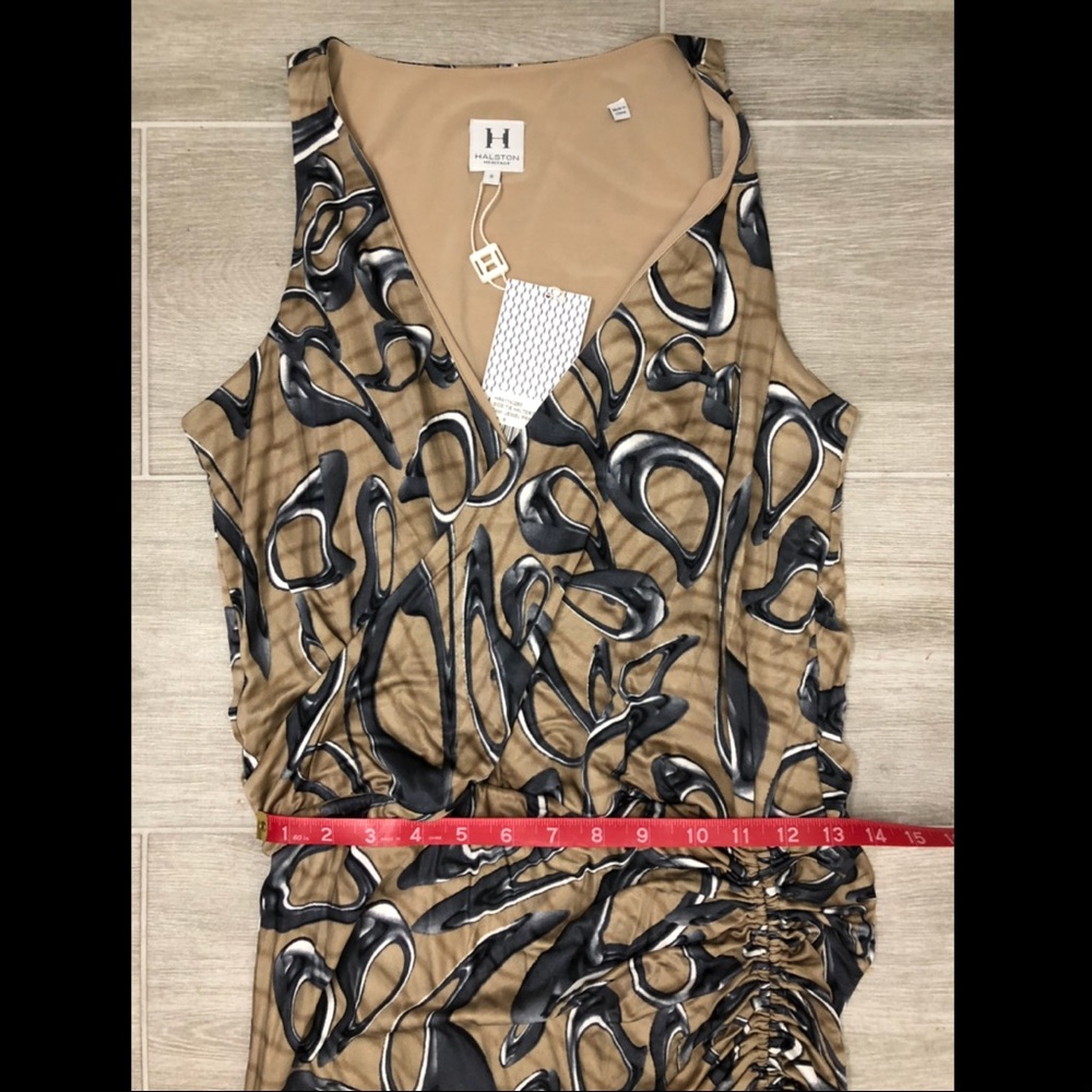 Halston Heritage Side Tie Cinched Silk Blend Dress - Picture 5 of 8